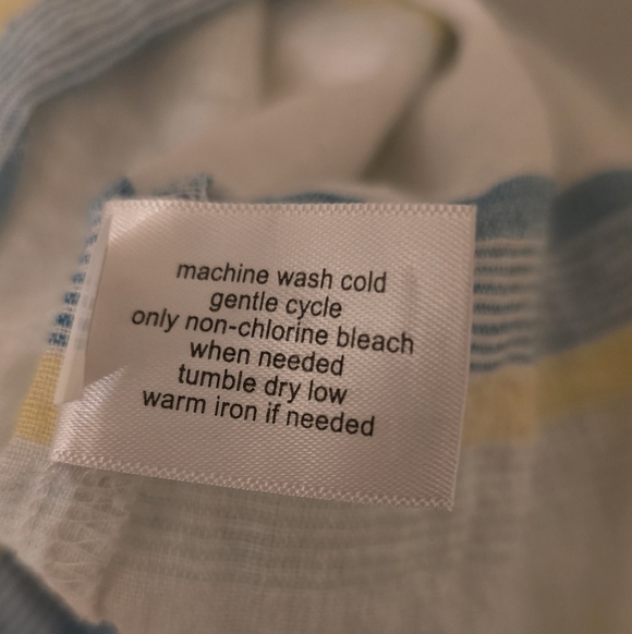 Lane Bryant Blue Yellow Striped Linen Blend Blouse Size 22 - Picture 4 of 5